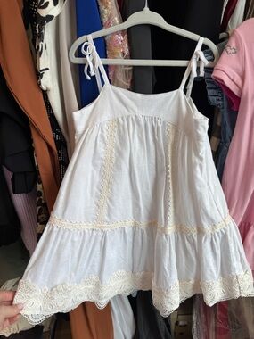 Janie & Jack White Lace-Trim Tie-Strap Girls' Sundress size 3